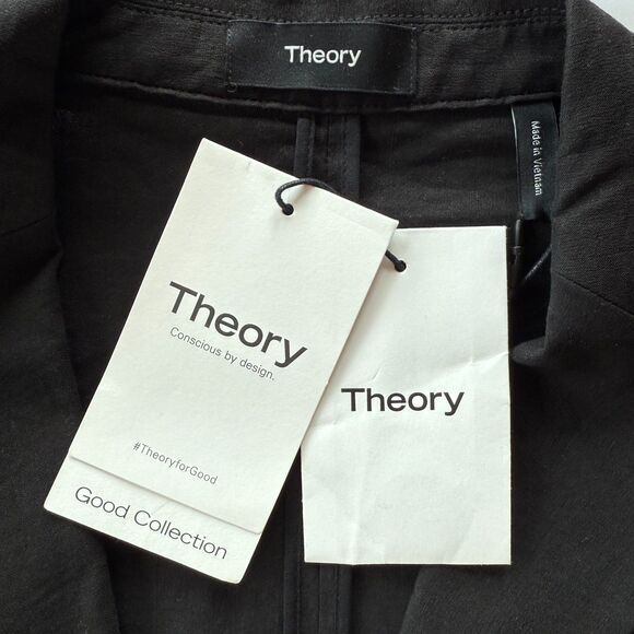 NWT Theory Women's Rolled Sleeve Better Linen Single Breasted Blazer in Black 0 - Picture 9 of 16